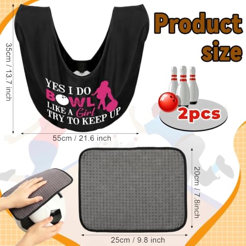 Hahafelt 3 Pcs Bowling Ball Polisher Gifts Microfiber Bowling Seesaw Bag with 10'' x 8'' Bowling Towel Shammy Pad Bowling Accessories for Bowlers Women Bowling Lovers - style: Girls