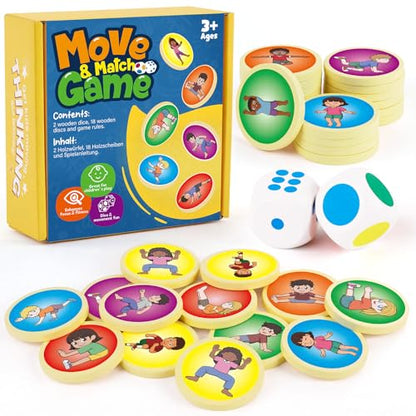 Quilinz Move and Match Game, Happy Move Board Game and Dice Game, Exercise Body and Balance Coordination, Social and Motor Skills for Kids, Daily Exercise for Family & Group Fun, Indoor and Outdoor