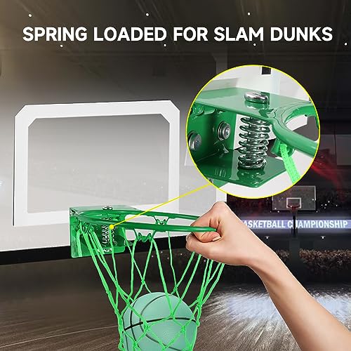 GSE Games & Sports Expert Over-The-Door Basketball Hoop with Basketball & Pump, Wall-Mounted Basketball Hoop Set with Complete Accessories for Home & Office (Several Style Choice) - style: Standard - Glow in the Dark