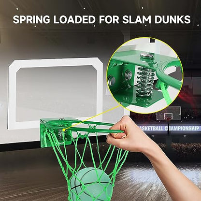 GSE Games & Sports Expert Over-The-Door Basketball Hoop with Basketball & Pump, Wall-Mounted Basketball Hoop Set with Complete Accessories for Home & Office (Several Style Choice) - style: Standard - Glow in the Dark