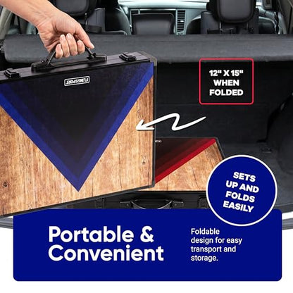 Flingsport Cornhole Board Set 24"x15" - 2 Boards Portable Corn Hole Set - Solid Plywood Tops with Aluminum Frame & Legs - Travel Cornhole Boards - Includes 8 Bean Bags, Travel Case & Game Rules