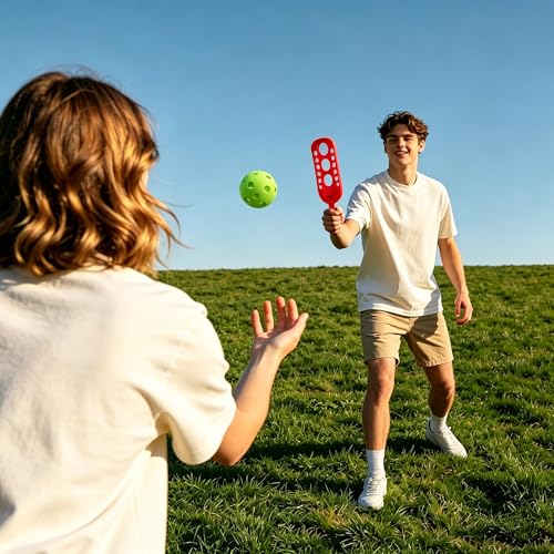 Cooraby Scoop Ball Game Scoop and Ball Toss Set Toss Catch Game Toy Lacrosse Racket Game with Storage Bag, 4 Scoops and 2 Balls