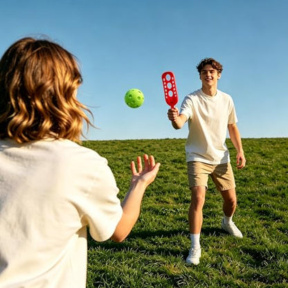 Cooraby Scoop Ball Game Scoop and Ball Toss Set Toss Catch Game Toy Lacrosse Racket Game with Storage Bag, 4 Scoops and 2 Balls