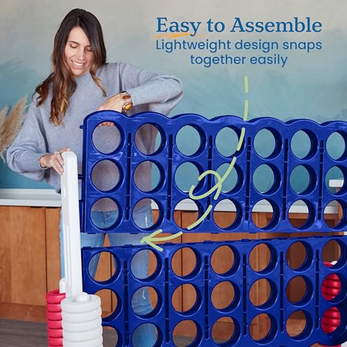ECR4Kids Jumbo 4-to-Score Giant Game with 42 Rings and Reset Sliders, Kids Games, Red/White/Blue - color: Red/White/Blue