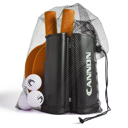 Cannon Sports Table Tennis Set – 4 Unbreakable Paddles, 6 3-Star Balls, Retractable Net & Carry Bag – Clamp-On Portable Ping Pong Net Fits Tables up to 2 Inch Thick, Extends to 6 Feet - color: Orange