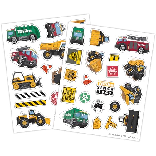 TCG Toys Tonka Magnetic Creations Tin with 40 Magnetic Play Pieces in Tin That Doubles As Storage Space, Multicolor - style: Tonka