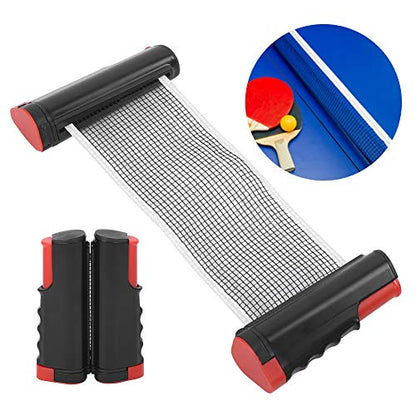 Retractable Table Tennis Net Rack, Portable Plastic Polyester Cotton, Telescopic Length up to 170cm669inch/., Install Spring Clamp System, Stable on - color: Black and red wavy edge