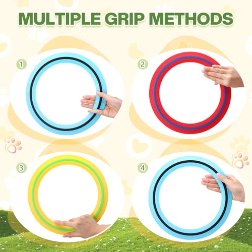 Soulchen 6 Pack Silicone Flying Ring 11 Inch Flying Disc Bulk for Backyard Pool Outdoor Soft Sports Family Camping Activities Sports Tossing Game (Blue, Yellow and Red)