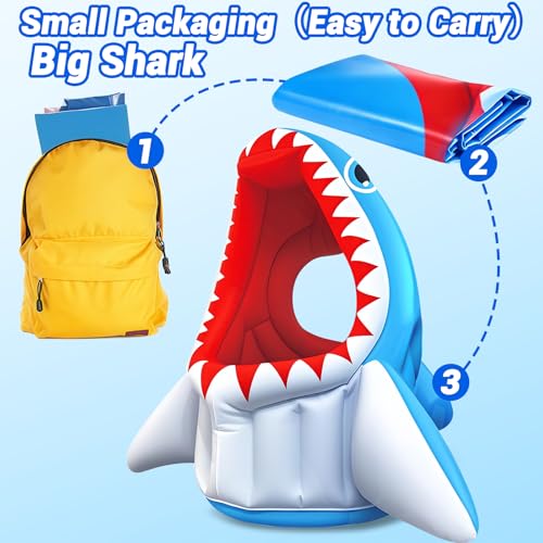 Shark Pool Toys, 3-in-1 Inflatable Pool Floats Basketball & Football & Head Hoop Swimming Pool Games, Summer Outdoor Water Games Beach Family Party Gift for Kids Boys Girls - style: Shark 3 in 1 Game