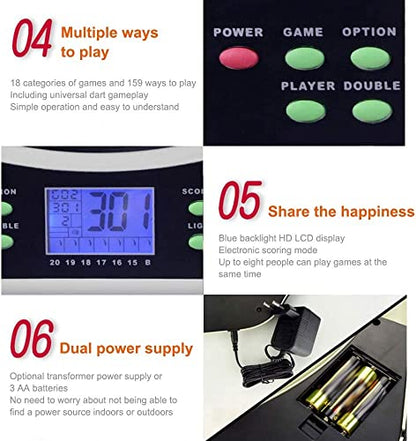 Electronic Dartboard，Dartboard Set LCD Display with 6 Soft Tip Darts，Professional Dart Board for Adults Party, Family and Office Leisure Sport, Gifts