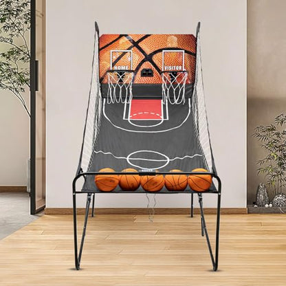 Electronic Basketball Arcade Game Indoor with LED Scoreboard - Dual Shot Basketball Game for Kids and Adults with 8 Game Modes, Collapsible Design for Easy Storage