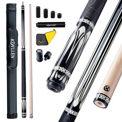 KONLLEN Maple Pool Cue Stick for Adults - Features Low Deflection Shaft, Titanium Alloy 3/8x8 Joint, and 12mm Tip - color: K-01-set