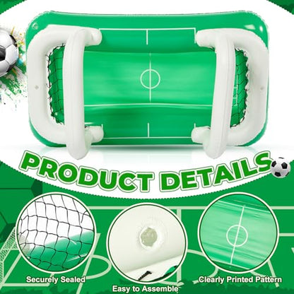 Inflatable Soccer Field Beverage Cooler with Goal Nets, 2026 Soccer Party Supplies, 47.2" Ice Serving Bar and Floating Pool Cooler for Drinks, Backyard Tailgate Game Day Decor