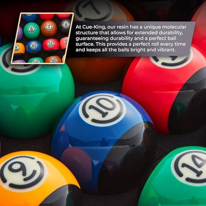 Cue-King Pool Balls Black Edition, Billiard Balls, Grade AA+ 2-1/4" Regulation Size Set with Pro Dotted Cue Ball, Pool Table Balls, Billiard Balls Set, Pool Ball Set, Bolas De Billar