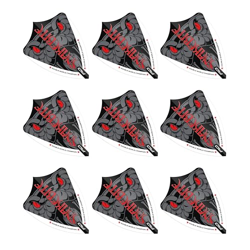 RED DRAGON - Peter Wright Snakebite Hardcore Ionic Dart Flights - Freestyle Replacement Flights - Stable Flight, Reduced Drag - Extra-Thick 100 Micron Flights - 3 Sets x 9 Flights - Grey