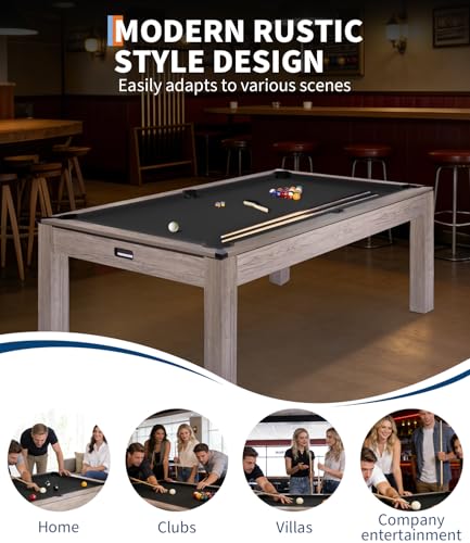 7 Foot Pool Table, Engineered Wood, 84" Billiard Tables with Black Felt for Game Room Home Office, - color: Black