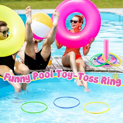 Hiboom Pool Ring Toss Games Toys, Swimming Pool Games for Adults and Family with 6 Pcs Throwing Rings, Water Foam Toss Float Toys for Summer Outdoor, Beach, Yard, Party(Flamingos) - style: Flamingos