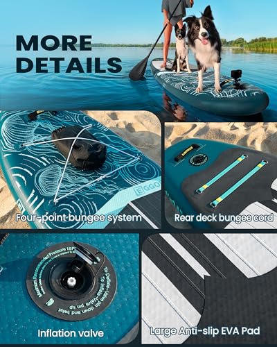 Inflatable Paddle Board,Stand Up Paddle Board Set, Extra Wide SUP Board with Removable Fin, Floating Paddle, Hand Pump, Waterproof Phone Pouch,Traveling Board - color: JF dark green /Kayak Seat