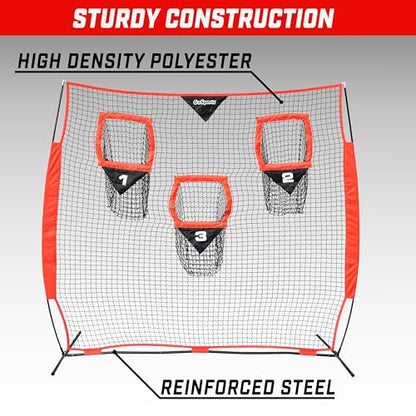 GoSports Football Throwing Net - 8 x 8 ft or 6 x 6 ft Nets - Choose Black or Red - color: 8 x 8 ft Red