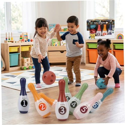 Bowling Pins 6pcs Plastic Bowling Pins 2 Balls Kids Set Indoor Interactive Toddler Game Medium Size - color: Medium