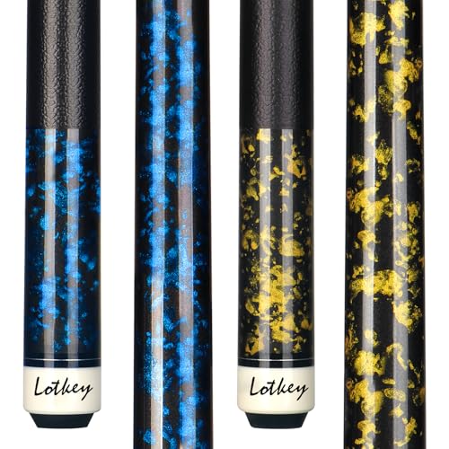 LOTKEY Pool Cue Sticks for Adults,Super Straightened Up 58'' 18 19 20 21oz Billiard Cues Canadian Maple Tacos De Billar Profesional Set of 4/3/2/1 House Bar Pool Que Table Beginner Pool Queue - color: 2 Sets (18oz Blue, 19oz Yellow)