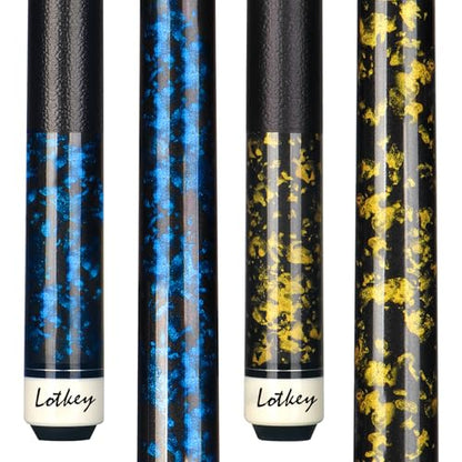 LOTKEY Pool Cue Sticks for Adults,Super Straightened Up 58'' 18 19 20 21oz Billiard Cues Canadian Maple Tacos De Billar Profesional Set of 4/3/2/1 House Bar Pool Que Table Beginner Pool Queue - color: 2 Sets (18oz Blue, 19oz Yellow)