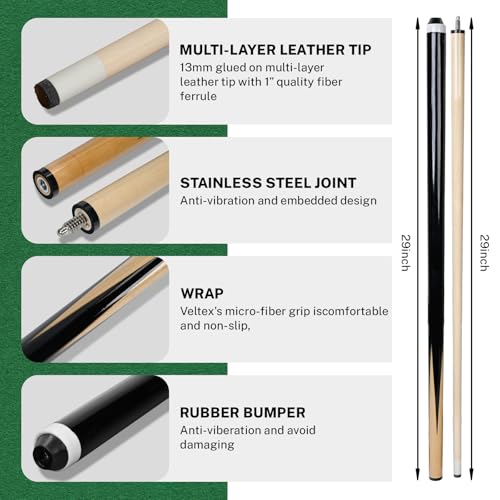 HMQQ 93-Piece Pool Table Accessories Set with Nano Chalk,2-1/4” Billiard Balls,58” Pool Cues,Triangle Racks,Tips, Gloves,Stickers,Cleaning Brush & Cloth–Complete Billiards Kit for Home Game Rooms