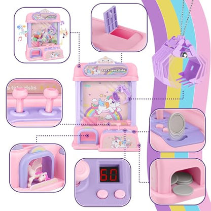 Claw Machine for Kids,Mini Claw Machine with Toys Inside,Electronic Claw Game Machine for Party Birthdays,Candy Vending Grabber Machine for Girls Ages 4 5 6 7 8 9