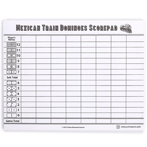 Yellow Mountain Imports Mexican Train Dominoes Scorepad - 50 Sheets - size: Mexican Train - 50 sheets