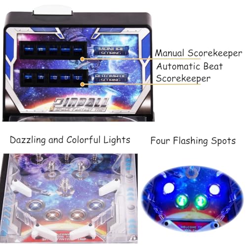 Pinball Machine, Electronic Pinball Ball Shooting Game, Desktop Puzzle Pinball Toys with Light and Sound Effects, Digital-Counter, Birthday Party Gift