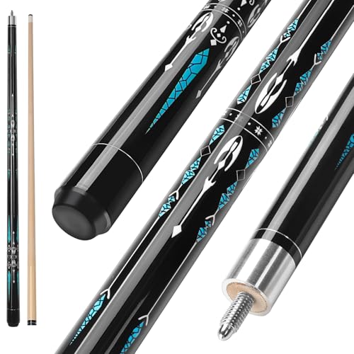 Pool Cue, 58" Billiard Cue Stick 2-Piece Maple Wood Pool Cue Stick 18 19 20 21oz for Bar House Pool Table Sports - color: Blue 20oz