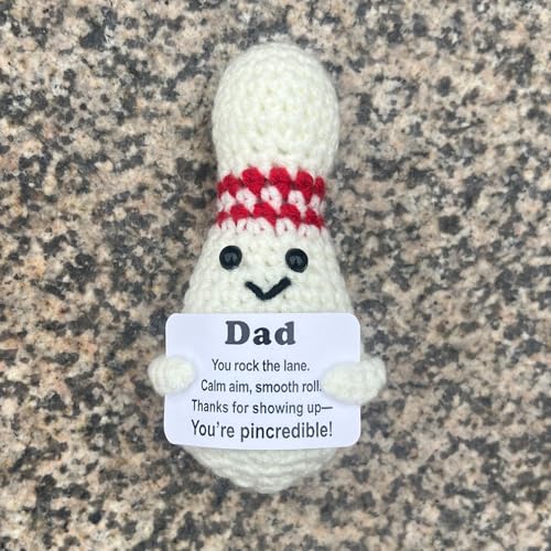 Bowling Accessories Crochet Gifts, Emotional Support Bowling Pin Office Desk Decor Decorations for Women Men (Dad) - style: Dad