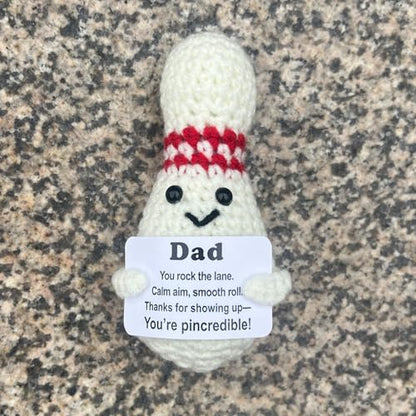 Bowling Accessories Crochet Gifts, Emotional Support Bowling Pin Office Desk Decor Decorations for Women Men (Dad) - style: Dad