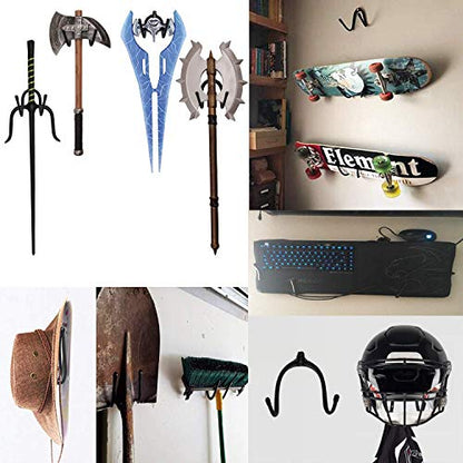 Flexible Adjustable W Rack,Multifunction Wall Mount Display Stand,Multipurpose Holder Hooks,Universal Organizer Storage Clips,Wall Hanger for Skateboard,VR Headset,Sword, Hat,Helmet,Coat,etc - 2 Pack