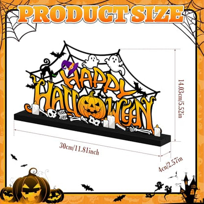 Halloween Decorations for Home Metal Tabletop Sign, Spooky Pumpkin Ghost Table Decor Rustic Farmhouse Halloween Tiered Tray Decor Metal Sign Tabletop Centerpiece for Home Mantel Shelf Desk - style: Pumpkin Ghost