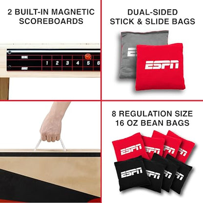 ESPN Solid Wood Cornhole Board Set, Includes Bean Bags and Travel Case, Ideal for Outdoor Games - style: 2x4