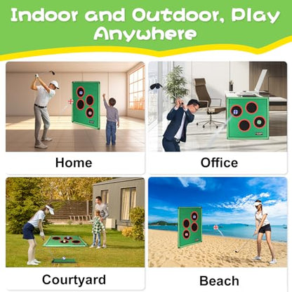 Golf Chipping Game for Outdoor Indoor: Backyard Golf Games for Adults & Golfers , Birthday Gifts for Men, Golf Set with 20 Sticky Balls, Putting Mat, Putter & Carry Bag, Golf Simulators for Home