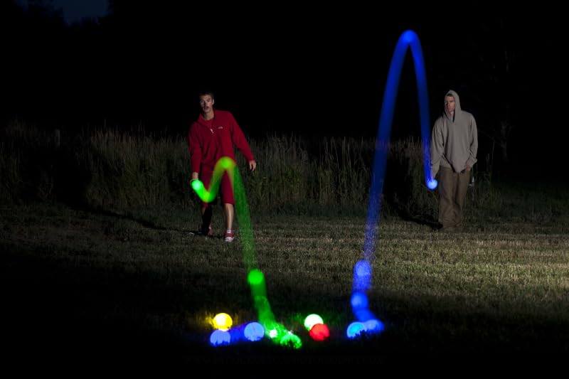 Playaboule Glow in The Dark LED Day Night Lighted Bocce Ball Set Choose 107mm or 85mm - style: 107mm V5 4 Colors Comp Size Balls