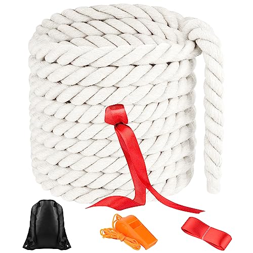 NEBURORA 20FT Tug of War Rope for Adults Outdoor Games Field Day Family Reunion Summer Outside Yard Backyard Lawn Camping Picnic Carnival Party Games Beige - color: Beige