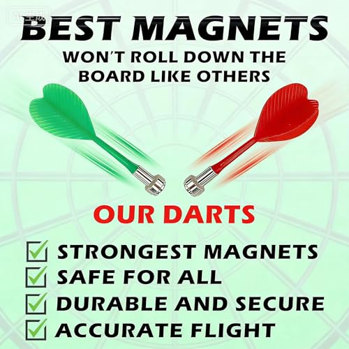 Magnetic Dart Board Set with 8 Darts, Indoor Outdoor Games for Family and Friends, Safe Design for Adults