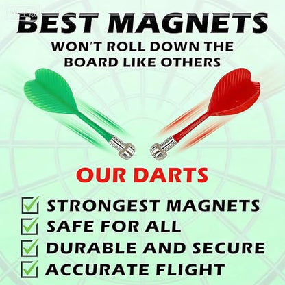 Magnetic Dart Board Set with 8 Darts, Indoor Outdoor Games for Family and Friends, Safe Design for Adults