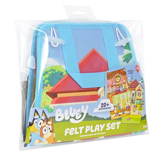 Bluey Felt Playhouse, Double-Sided Play Scene with Built-in Storage, 20 Felt Characters & Accessories, Travel-Friendly Bluey Toys, Road Trip Essentials, Toddler Activities, Fun Toys & Games