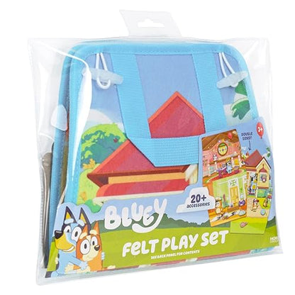 Bluey Felt Playhouse, Double-Sided Play Scene with Built-in Storage, 20 Felt Characters & Accessories, Travel-Friendly Bluey Toys, Road Trip Essentials, Toddler Activities, Fun Toys & Games
