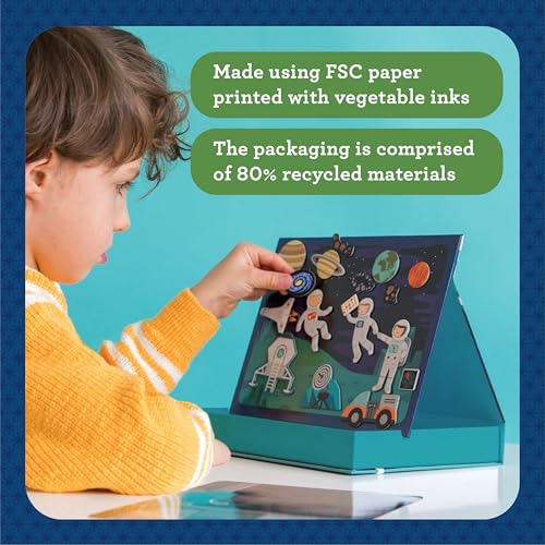 Petit Collage Outer Space Play Scene Mix and Match Magnetic Pieces, Ages 3+, 2 Scenes and 54 Pieces - color: Mag Play Scene Outer Space