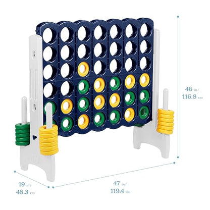 ECR4Kids Jumbo 4-to-Score Giant Game with 42 Rings and Reset Sliders, Kids Games, Blue/Gold - color: Blue/Gold