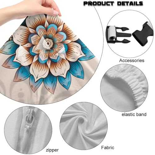 Hummingbird Print Gaming Chair Covers Slipcovers with Armrest Covers Boho Mandala Flower Print Office Desk Chair Cover Scratch Proof Anti-Dust Universal Fit - color: Brown - Hummingbird Boho Mandala Flower