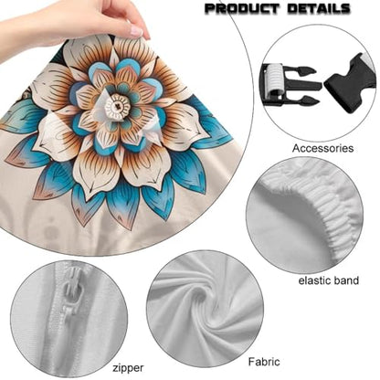 Hummingbird Print Gaming Chair Covers Slipcovers with Armrest Covers Boho Mandala Flower Print Office Desk Chair Cover Scratch Proof Anti-Dust Universal Fit - color: Brown - Hummingbird Boho Mandala Flower
