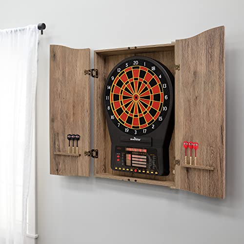 DMI Sports Tan CricketPro Dartboard Cabinet | Designed for Arachnid 15.5” CricketPro 900, 800, 750, 650 Electronic Dartboards | Does Not Include Dartboard