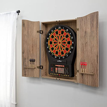 DMI Sports Tan CricketPro Dartboard Cabinet | Designed for Arachnid 15.5” CricketPro 900, 800, 750, 650 Electronic Dartboards | Does Not Include Dartboard