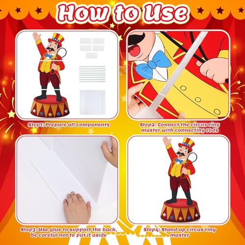 3.93 Ft Carnival Leader Cardboard Cutout Stand Up Circus Theme Party Decorations Life Size Large Carnival Clown Themed Birthday Party Decoration Backdrop for Photo Props Party Supplies - size: 1.84 x 3.93 feet/ 56.1 x 120 cm